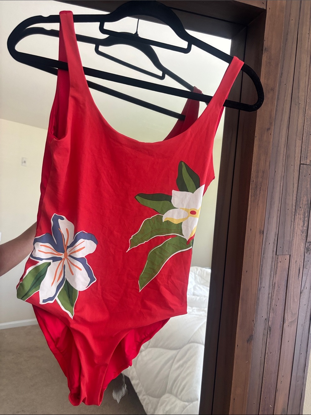 Onia Red One-Piece Swimsuit with Floral Print